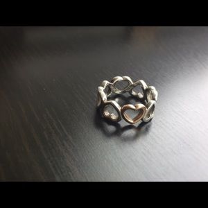 Tiffany & Co. Silver & Rose Gold Open Heart Ring